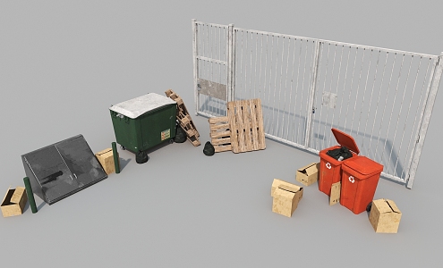 City facilities recycling bin barbed wire railing recycling bin life supplies carton 3d model