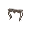 Dark Carved Wooden Table With Intricate Classic Design And Decorative Legs