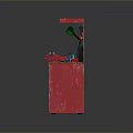 Red Utility Workbench Desk With Tools Lamp Drawers And Cabinets