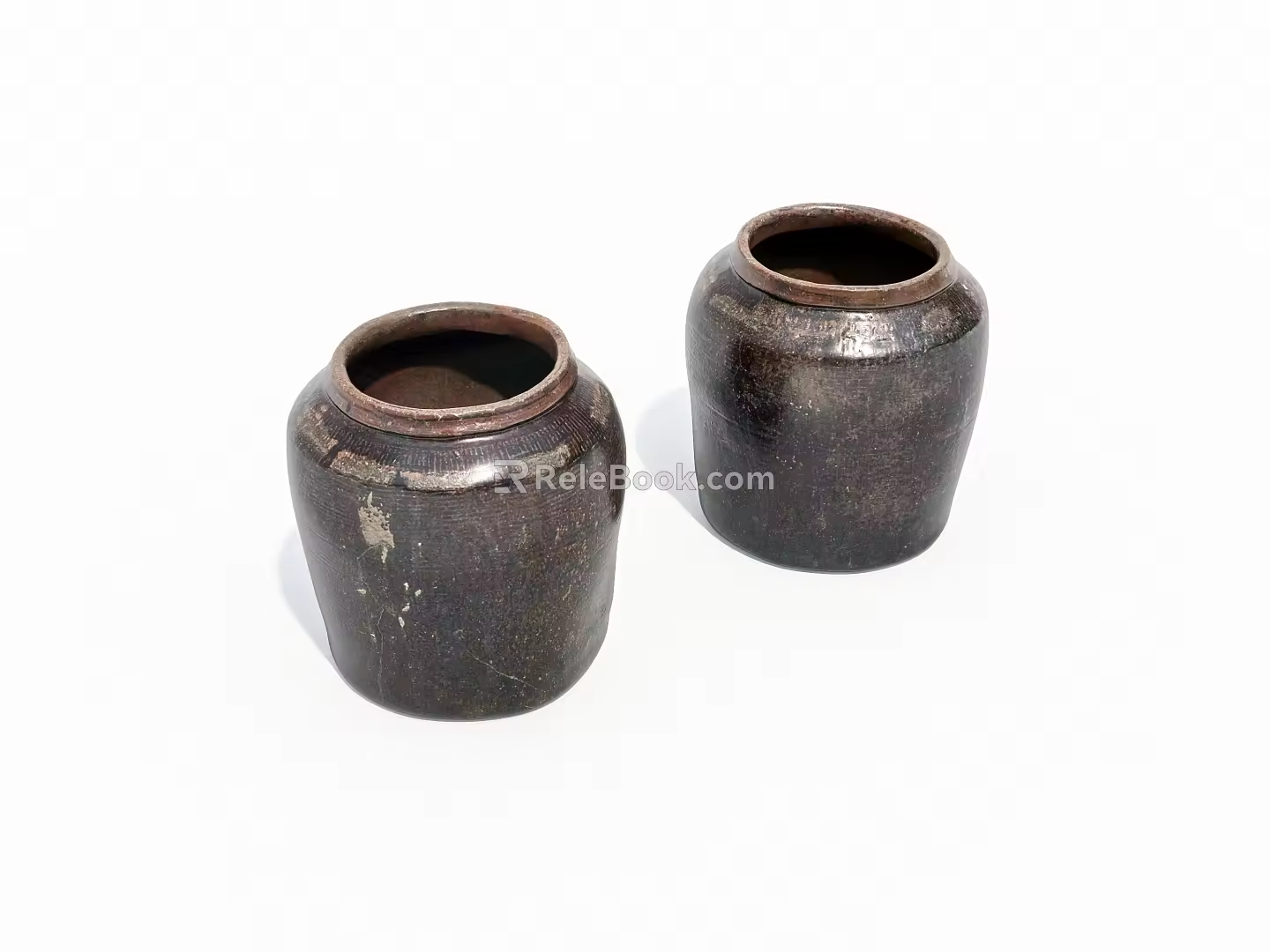 Old pottery jars and crockery old objects 3d model