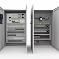 Open Door Industrial Electrical Control Cabinets With Internal Components And Wiring 3d model