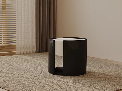 Modern Black Side Table With White Circular Top In Living Room Interior 3d model