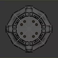 Circular Metallic Mechanical Device With Detailed Panel Structure And Futuristic Elements