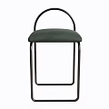 Modern Bar Stool With Black Metal Frame And Green Cushion Seat
