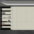 Modern Decorative Cabinet With Open Shelves And Closed Compartments Holding Books And Decor Items