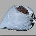 Blue Garbage Bag Filled With Brown Trash And Waste On Gray Background 3d model