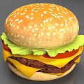 Delicious Hamburger With Sesame Seed Bun Lettuce Tomato Cheese And Beef Patty