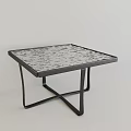 Stylish Square Coffee Table With Patterned Glass Top And Black Metal Cross Frame