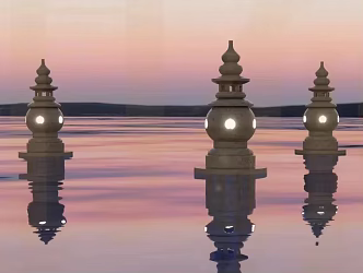 West Lake Three Pond Stone Pagoda Reflecting the Moon 3d model