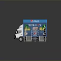 Pepsi Daily Living Supplies Display Booth Featuring White Truck And Palm Trees