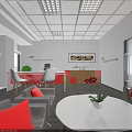 Modern Office Interior With Reception Desk Sofa Chairs Decorative Painting And Plants