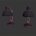 Two Stylish Black Minimalist Table Lamps On White Reflective Surface