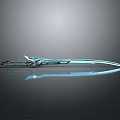 Blue Sword With Intricate Decorative Details And Reflective Surface On Gray Background