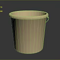 Beige Household Bucket With Metal Handle And Smooth Surface For Home Storage
