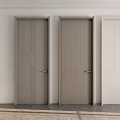 Modern Three Hinged Doors With Textured Panels Neutral Tones And Clean Lines 3d model
