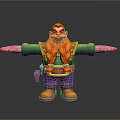 Cartoon Character With Red Hair And Braided Orange Beard Green Shirt Purple Pants Arms Outstretched