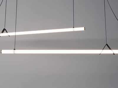 Modern Long Linear Pendant Lights With Sleek Design And White Illumination Hanging 3d model