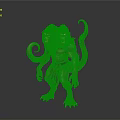 Two Headed Monkey Like Mythical Creature With Red Tentacles Furry Body And Sharp Claws