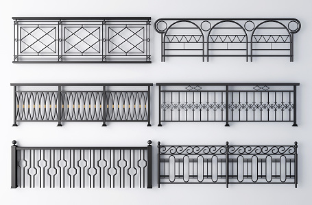 Modern guardrail wrought iron guardrail 3d model