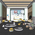 Vibrant Kindergarten Interior Design With Slide Colorful Cushions Small Tables And Wooden Elements