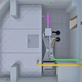 Commercial Kitchen Layout With Workstation Sink Cooking Equipment And Tile Flooring