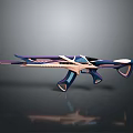 Futuristic Weapon Rifle With Sleek Streamlined Design And Blue Purple Pink Accents