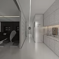 Modern Hair Salon Interior Design With White Styling Chairs Marble Reception Desk And Mirrors