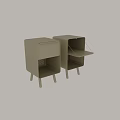 Modern Light Gray Bedside Table With Drawer Perforated Detail And Metal Legs