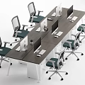 Modern Office Desk Setup With Mesh Chairs Computer Monitors And Office Supplies 3d model