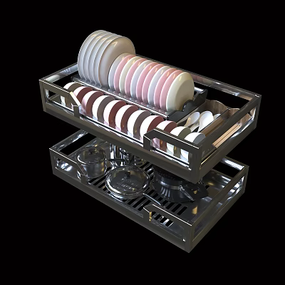 Modern dish rack kitchen bowl basket pull basket 3d model