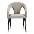 Modern Single Chair With Curved Armrests Upholstered Fabric And Black Wooden Legs With Metal Accents