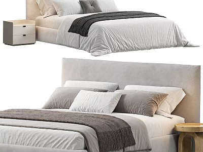 Modern Double Bed Fabric Double Bed 3d model