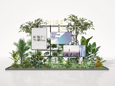 Modern Plant Meichen Billboard Advertising Wall Small Landscape Plant Green Plant Heap Plant Small Landscape Plant Combination Plant Display poster stand Plant 3d model