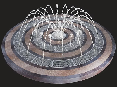Decorative Garden Ornament Circular Fountain With Multi Layered Stone Design And Water Jets 3d model