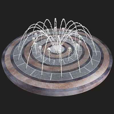 Decorative Garden Ornament Circular Fountain With Multi Layered Stone Design And Water Jets 3d model