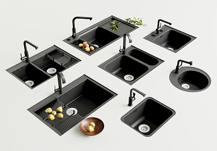 Modern Vegetable Washing Basin Kitchen Embedded Sink Vegetable Washing Basin Faucet 3d model