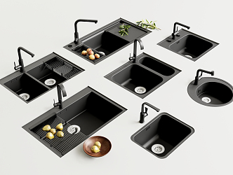 Modern Vegetable Washing Basin Kitchen Embedded Sink Vegetable Washing Basin Faucet 3d model