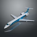 Blue And White Passenger Airplane Featuring Streamlined Body Wing And Tail Fin Design For Commercial Use