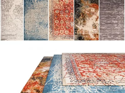 Square Area Rugs with Various Colorful Traditional Patterns and Stylish Designs for Home 3d model