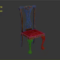 Classic Wooden Accent Chair with Carved Backrest Red Cushion and Ornate Legs