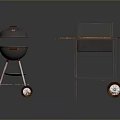 Outdoor Living Essentials Portable Grill With Lid And Wheeled Metal Oven Cart