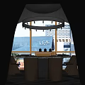 Modern Private Box Interior Design With Stylish Chandelier Large Windows And City View