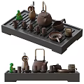 Traditional Chinese Tea Utensils Set With Teapot Teacups Fair Cup Tea Strainer And Wooden Tray