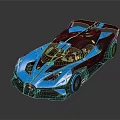 Blue and Black Spider Supercar with Streamlined Body Unique Front Design and Sporty Wheels