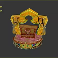 Elegant Yellow And Red Decorative Storage Box With Circular Base And Ornate Patterns 3d model