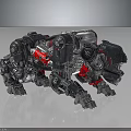 Mechanical Beast With Metallic Body Red Black Armor And Mechanical Joints Gear Details