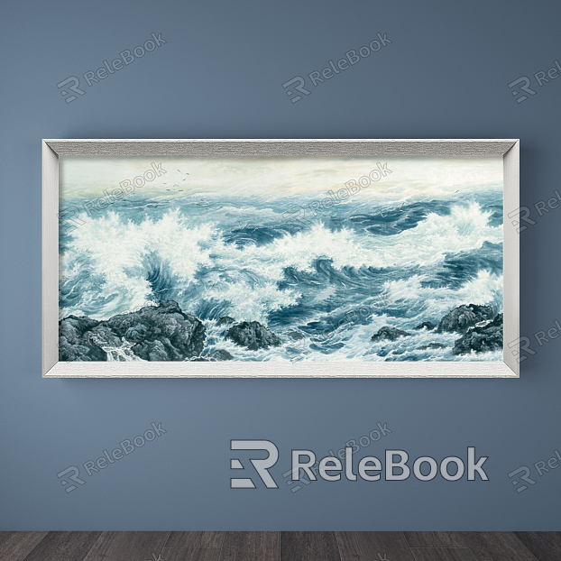 Modern Landscape Painting Blue Living Room Ocean Waves Decorative Painting model