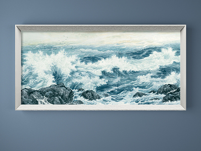 Modern Landscape Painting Blue Living Room Ocean Waves Decorative Painting model