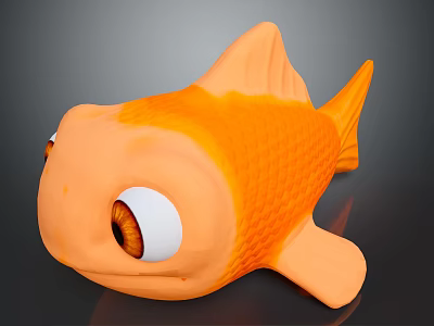 Orange Cartoon Aquatic Animal Fish With Big Eyes And Toy Design 3d model