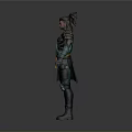 Male Warrior Character With Tattered Blue Green Outfit Yellow Sash Armored Legs And Spiked Hair